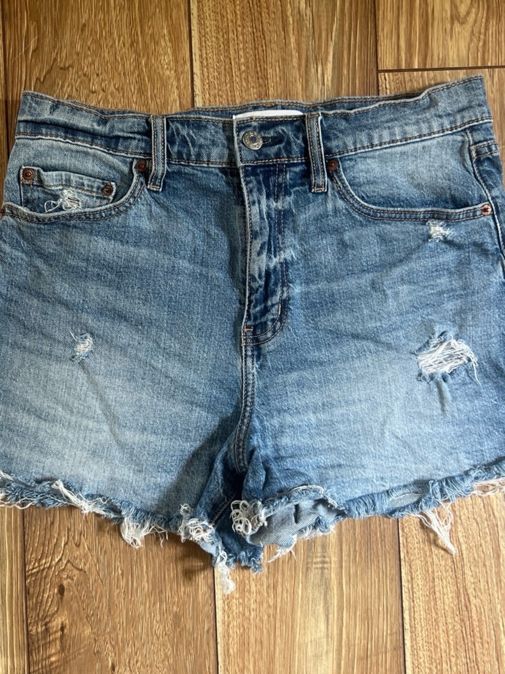 Women’s Distressed Denim Jean Shorts - Light Blue